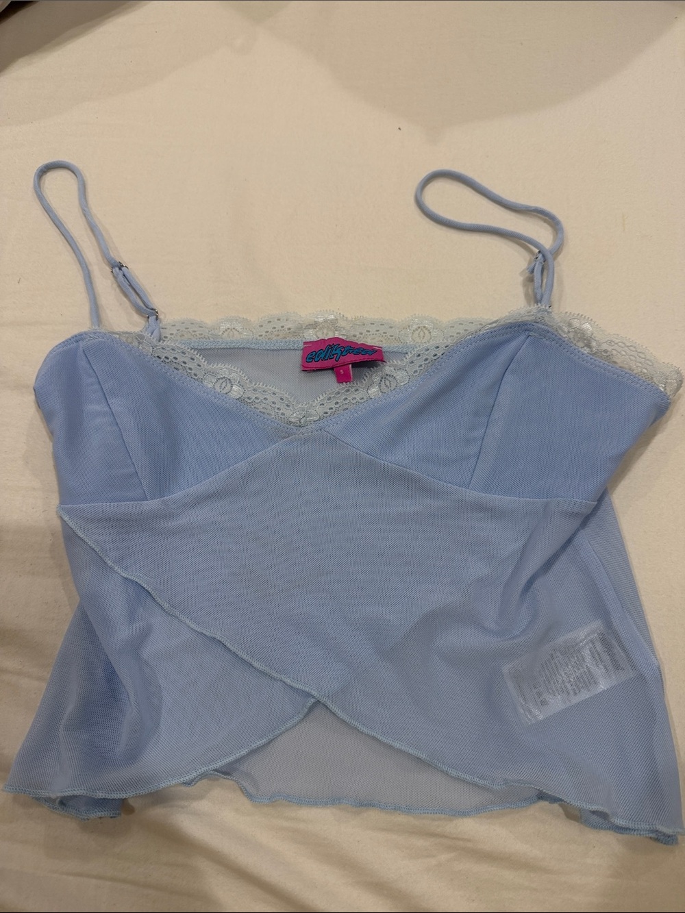 Edikted Lace-Trim Light Blue Cami Tank NWOT